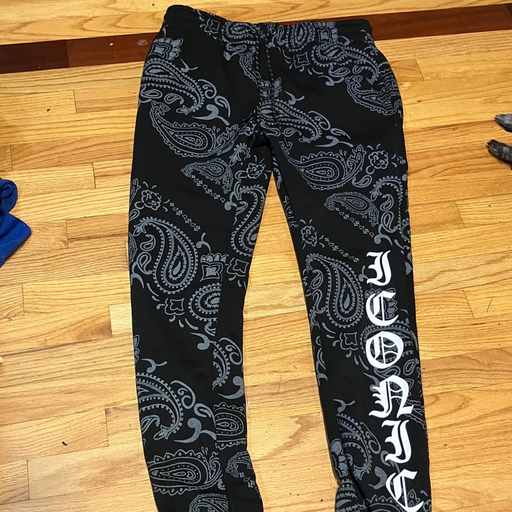 Kids Black Paisley Sweatpants